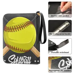 Yellow Baseball Softball Ball Card Binder for Trading Cards, 4 Pocket with 50... - Image 4