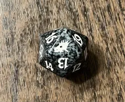 Magic The Gathering MTG Scourge Spindown Beatdown Life Counter Black Marbled Die - Image 1