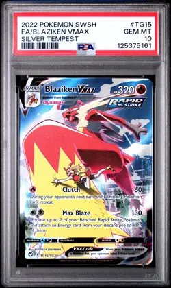 2022 POKEMON SWORD & SHIELD SILVER TEMPEST #TG15 FULL ART/BLAZIKEN VMAX PSA 10 - Image 1