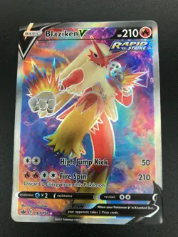 Blaziken V 161/198 FULL ART ULTRA RARE Pokemon SWSH Chilling Reign Holo NM 2021 - Image 1