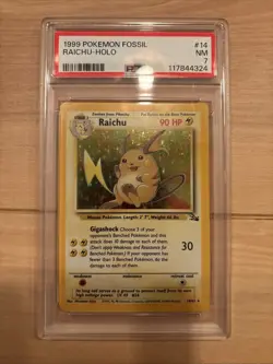 Raichu 14/62 HOLO Rare Fossil Set WOTC Vintage 1999 Pokemon PSA 7 - Image 1
