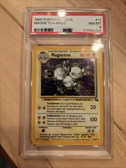 1999 POKEMON FOSSIL #11 MAGNETON-HOLO PSA 8 - Image 1