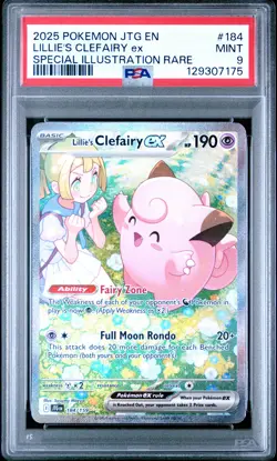 2025 POKEMON JTG EN-JOURNEY TOGETHER #184 LILLIE'S CLEFAIRY EX PSA 9 - Image 1