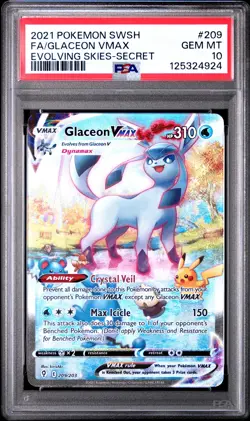 2021 POKEMON SWORD & SHIELD EVOLVING SKIES SECRET FULL ART/GLACEON VMAX PSA 10 - Image 1