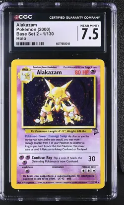 CGC 7.5 Alakazam 2000 Base Set 2 1/130 Holo SWIRL Pokemon Card - Image 1