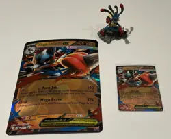 Mega Lucario EX 012 Black Star Promo + Jumbo Card With 2.5” Figurine - Image 1