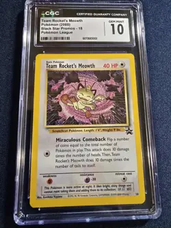 2000 Pokemon Team Rocket's Meowth Black Star Promo CGC 10 GEM MINT - Image 1