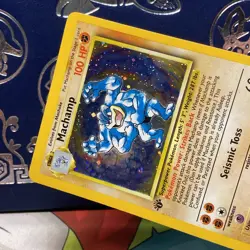 Pokemon Vintage COSMOS Holo Machamp 1st Edition CD-ROM Promo 8/102 WoTC LP - Image 2