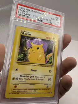 1999 Pokemon Game 58 Pikachu E3 Stamp Yellow Cheeks PSA 6 - Image 3