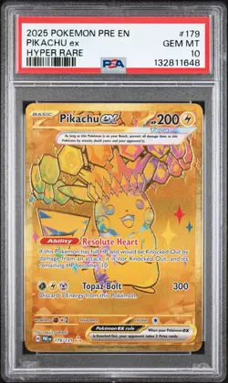2025 Pokemon Prismatic Evolution Pikachu EX Hyper Rare PSA 10 - Image 1