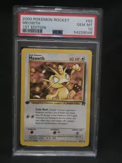 2000 Pokemon Rocket 1st Edition MEOWTH #62 PSA 10 GEM MT Vintage - Image 1