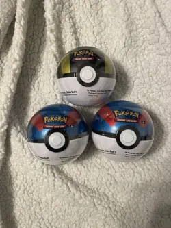 Pokemon TCG PokeBall Tin X3 -Sealed NEW - 3 Booster Packs Per Tin - Image 1