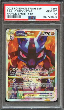 PSA 10 LUCARIO VSTAR BLACK STAR PROMO SWSH291 CROWN ZENITH 2023 POKEMON TCG - Image 1