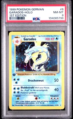 1999 Pokemon German Base Set Garados Gyarados Holo 1st Edition #6 PSA 8 NM-MT - Image 1