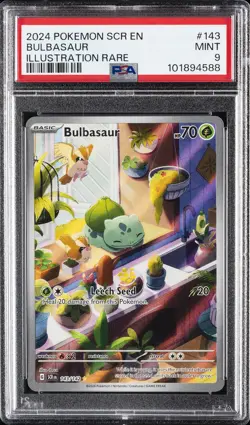 2024 POKEMON SCR EN-STELLAR CROWN ILLUSTRATION RARE #143 BULBASAUR PSA 9 - Image 1