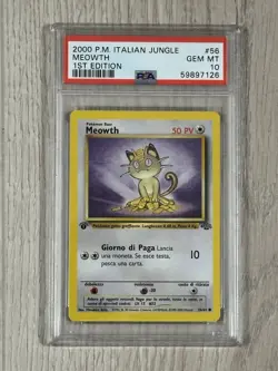 2000 Pokemon Italian Jungle Meowth 1st Edition PSA 10 - Image 1