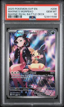 2025 POKEMON SVP EN-SV BLACK STAR PROMO #206 MARNIE'S MORPEKO PSA 10 - Image 1