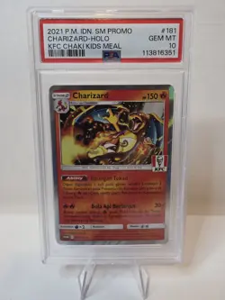 PSA 10 Charizard 181/SM-P Holo Pokemon Indonesian KFC Chaki Kids Meal Promo - Image 1