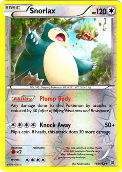 Lightly Played Snorlax - 118/162 - Uncommon - Reverse Holo Pokemon BREAKthrough - Image 1