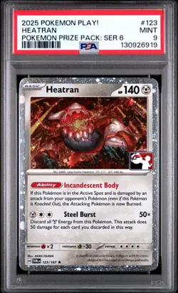 Pokemon Heatran 123/167 Holo Rare Prize Pack Series 6 PSA 9 MINT - Image 1