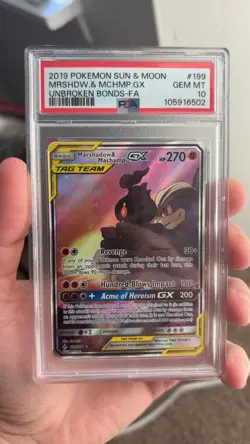 Pokemon TCG Marshadow & Machamp GX Full Art Holo Card 199/214 Sm-Unbroken Bonds - Image 4
