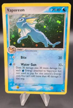 Pokemon TCG Card Vaporeon 6/17 POP Series 3 Organized Play Promo Holo Rare DMG - Image 1