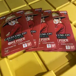 One Piece Card Game OP-13 Carrying on His Will Sleeved Booster Packs - Lot of 4 - Image 1