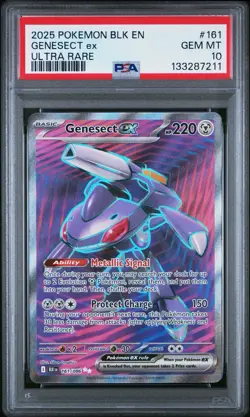 2025 Pokemon Black Bolt Genesect ex #161 Ultra Rare PSA 10 Gem Mint - Image 1