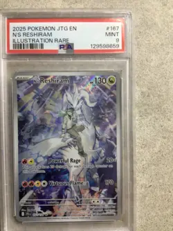 2025 POKEMON JTG EN-JOURNEY TOGETHER #167 N'S RESHIRAM ENHANCED PSA 9 - Image 1