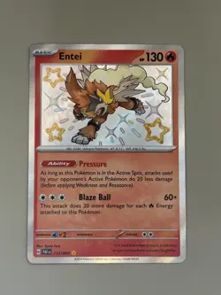 Entei 112/091 Shiny Rare Paldean Fates Pokemon NM - Image 1