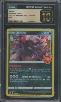 Pokemon TCG Darkrai 105/189 Trick or Trade BOOster Holo CGC 10 Pristine - Image 1