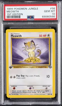1999 POKEMON JUNGLE 1ST EDITION #56 MEOWTH PSA 10 - Image 1