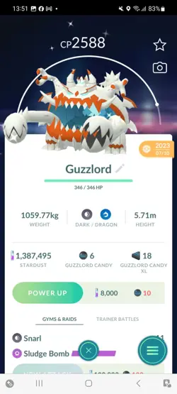 Pokemon Go Shiny Ultra Beast Guzzlord - Image 1