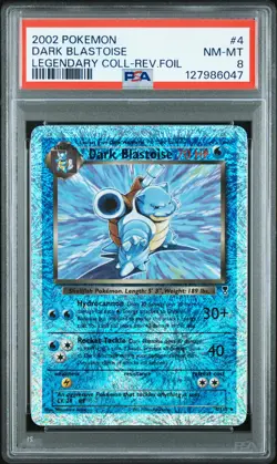 2002 POKEMON LEGEND COLL #4 DARK BLASTOISE-REVERSE FOIL PSA 8 - Image 1