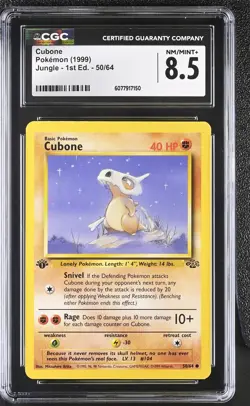 CGC 8.5 Cubone 1999 Jungle 1st Edition 50/64 Pokemon Card - Image 1