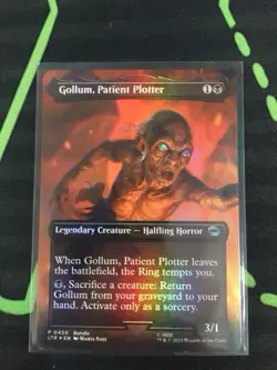 MTG Magic The Gathering Gollum, Patient Plotter Foil Borderless LOTR Commander - Image 1