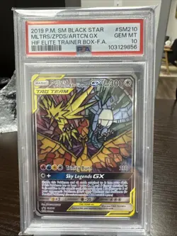 2016 POKEMON SM BLACK STAR PROMOS MOLTRES & ZAPDOS ARTICUNO TAG TEAM PSA 10 - Image 1