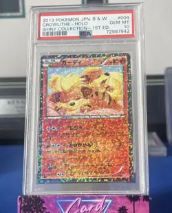 2013 POKEMON JPN B&W SHINY COLLECTION 1ST EDITION #004 GROWLITHE-HOLO PSA 10 - Image 1