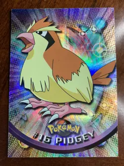 1999 Topps Pokemon TV #16 Pidgey Rainbow Foil Black Logo - Image 1
