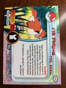 1999 Topps Pokemon TV #16 Pidgey Rainbow Foil Black Logo - Image 2