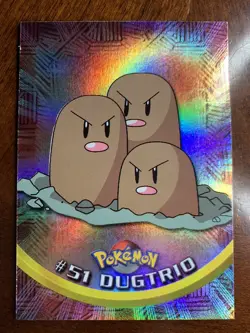 1999 Topps Pokemon TV #51 Dugtrio Rainbow Foil Blue Logo A - Image 1