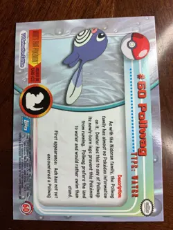 1999 Topps Pokemon TV #60 Poliwag Rainbow Foil Blue Logo A - Image 2