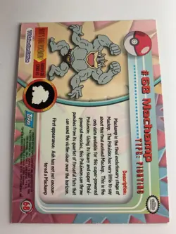 1999 Topps Pokemon TV #68 Machamp Silver Foil Blue Logo (Smooth 1st Print) - Image 2