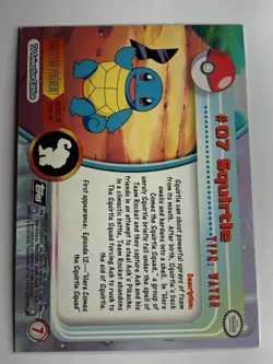1999 Topps Pokemon TV #07 Squirtle Silver Foil (B) Black Logo (Rays 2nd Print) - Image 2