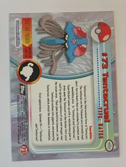 1999 Topps Pokemon TV #73 Tentacruel (B) Silver Foil Black Logo Rays 2nd Print - Image 2
