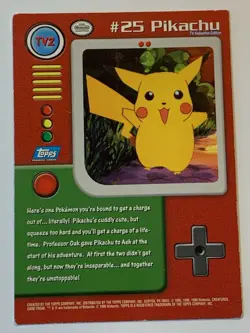1999 Topps Pokemon #TV2 Pikachu Rainbow Foil Blue Logo (Smooth Finish) - Image 2