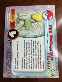 1999 Topps Pokemon TV #69 Bellsprout Rainbow Foil Black Logo C - Image 2