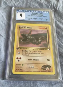 Brock’s Onix Pokemon 2000 Gym Heroes 1st Edition 69/132 CGC 9 Sub Grades Blue - Image 1
