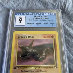 Brock’s Onix Pokemon 2000 Gym Heroes 1st Edition 69/132 CGC 9 Sub Grades Blue - Image 2
