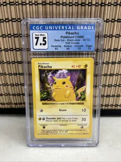 1999 Pokemon Shadowless Base Set PIKACHU Red Cheeks #58 CGC 7.5 - Image 1
